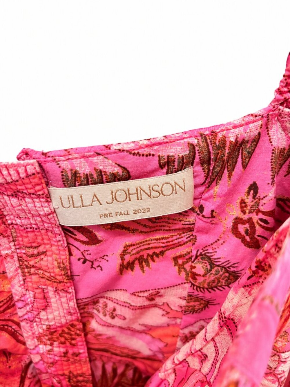 Ulla Johnson Camellia Leilani Dress Size 4 Pink Floral Puff Sleeve Mini Prairie - Picture 4 of 5